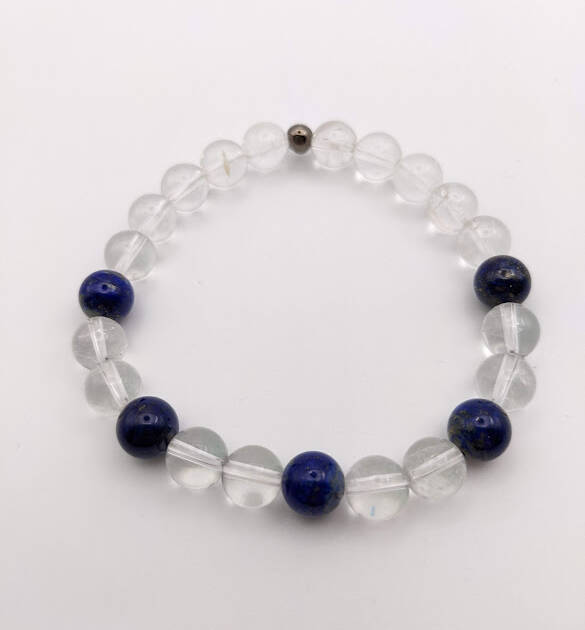 Bracelet pierres cristal roche lapis lazuli angers