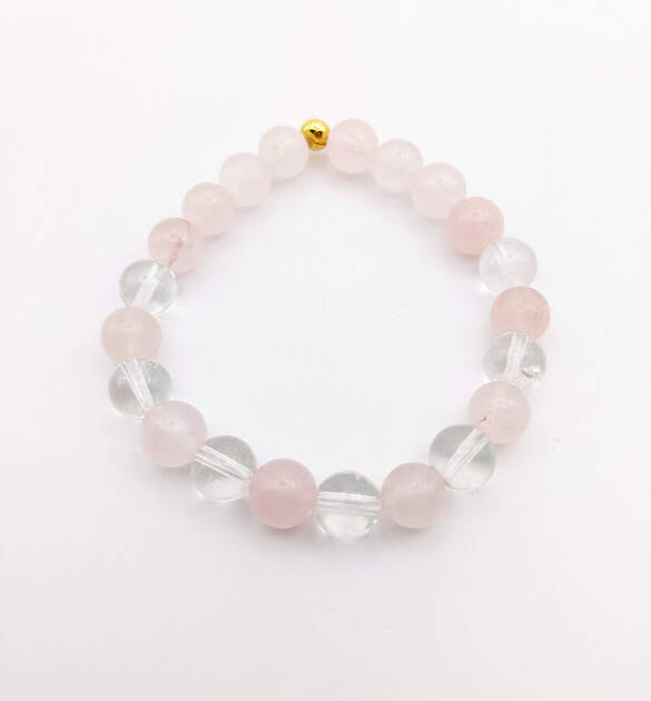 Bracelet pierres cristal roche quartz rose angers