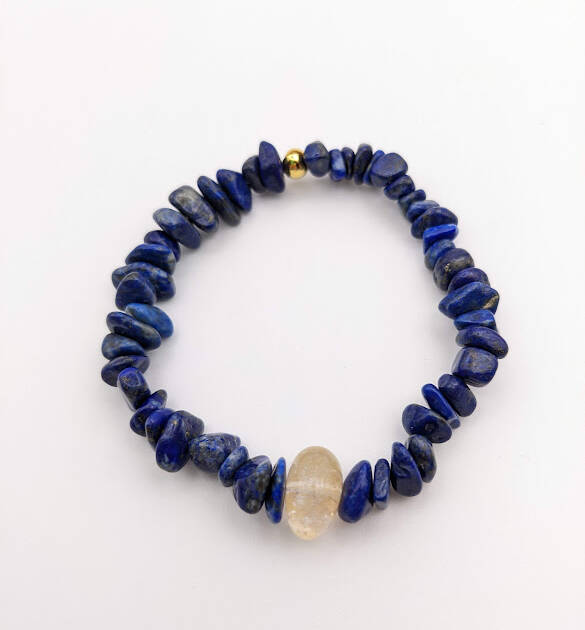 Bracelet pierres lapis lazuli citrine angers